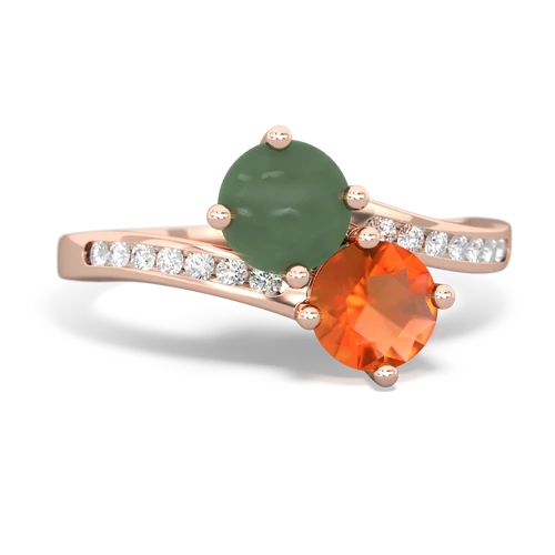 jade-fire opal two stone channel ring