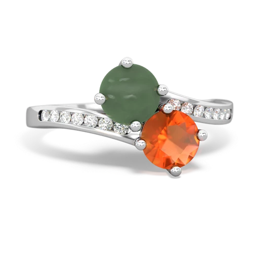 jade-fire opal two stone channel ring