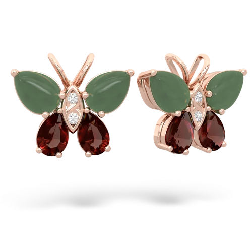 jade-garnet butterfly earrings