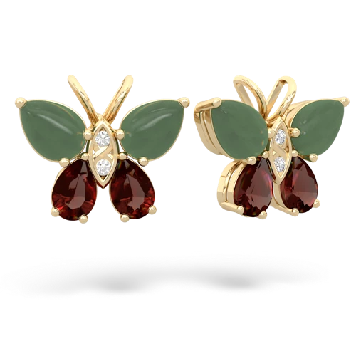 jade-garnet butterfly earrings
