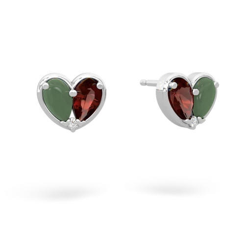 jade-garnet one heart earrings