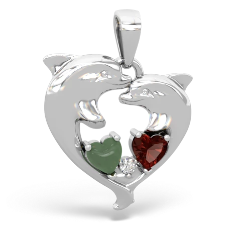 jade-garnet dolphins pendant