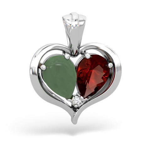 jade-garnet half heart whole pendant