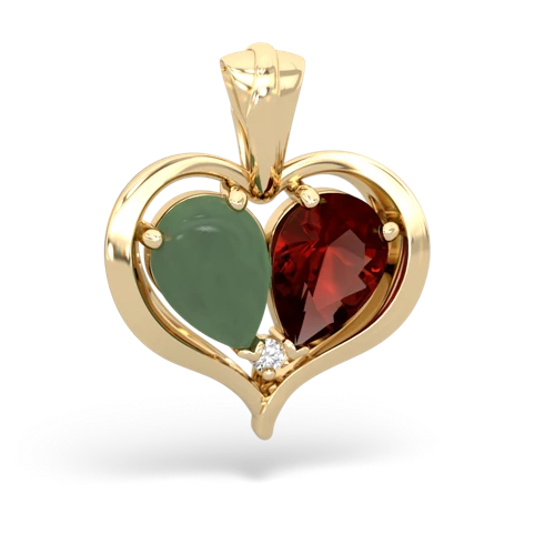 jade-garnet half heart whole pendant