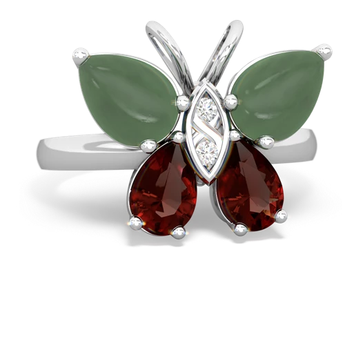 jade-garnet butterfly ring