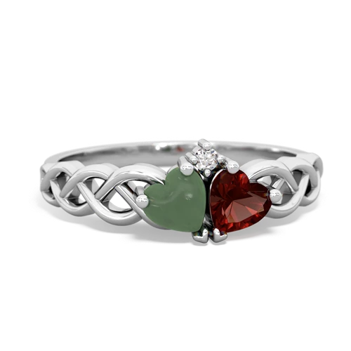jade-garnet celtic braid ring
