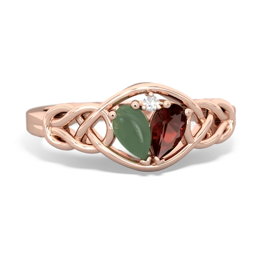 jade-garnet celtic knot ring