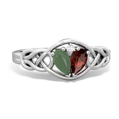 jade-garnet celtic knot ring