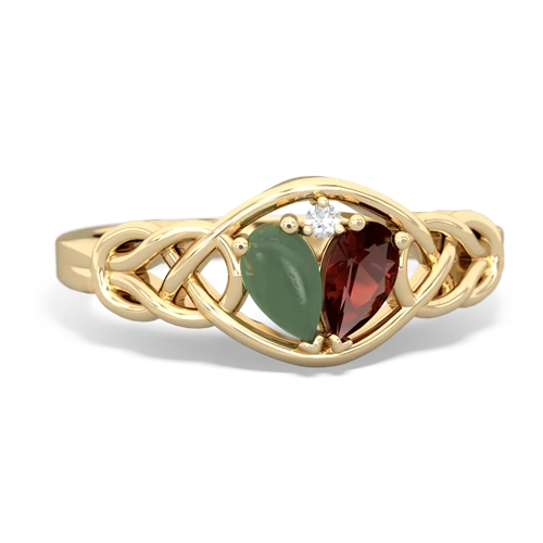 jade-garnet celtic knot ring