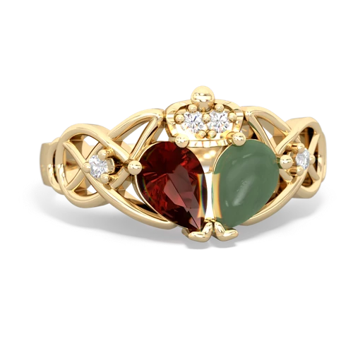 jade-garnet claddagh ring