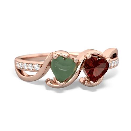 jade-garnet double heart ring