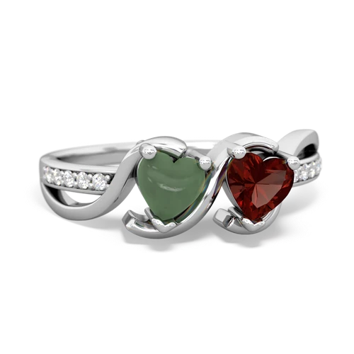 jade-garnet double heart ring