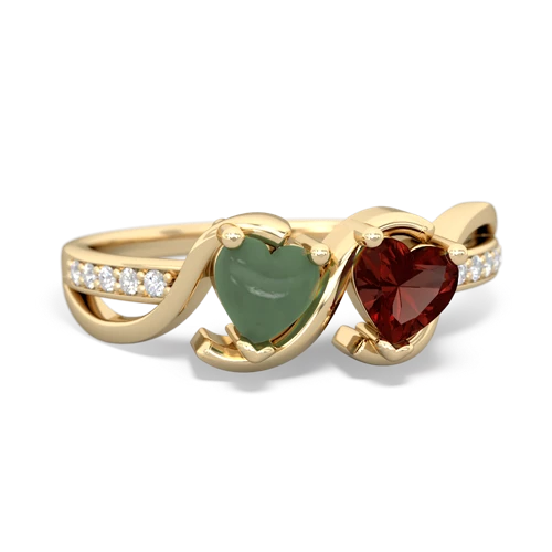 jade-garnet double heart ring