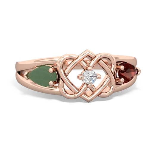 jade-garnet double heart ring