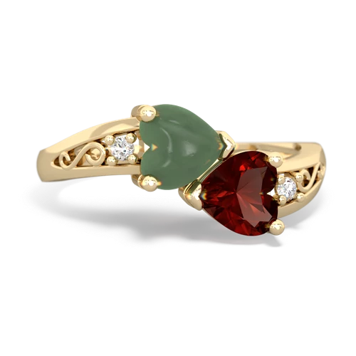 jade-garnet filligree ring