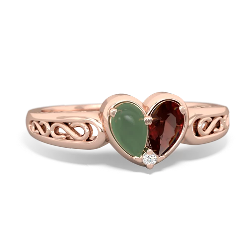 jade-garnet filligree ring