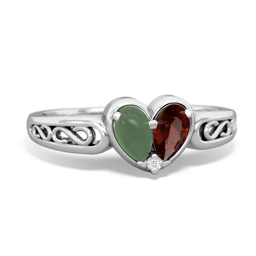 jade-garnet filligree ring