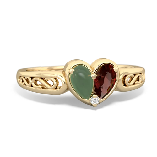 jade-garnet filligree ring