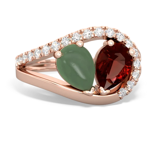 jade-garnet pave heart ring