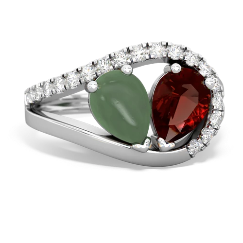 jade-garnet pave heart ring