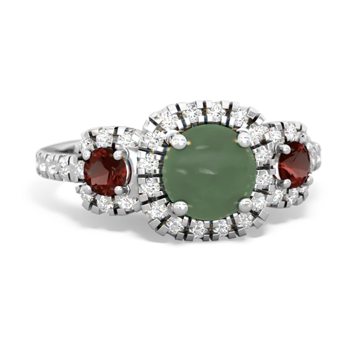 jade-garnet three stone regal ring