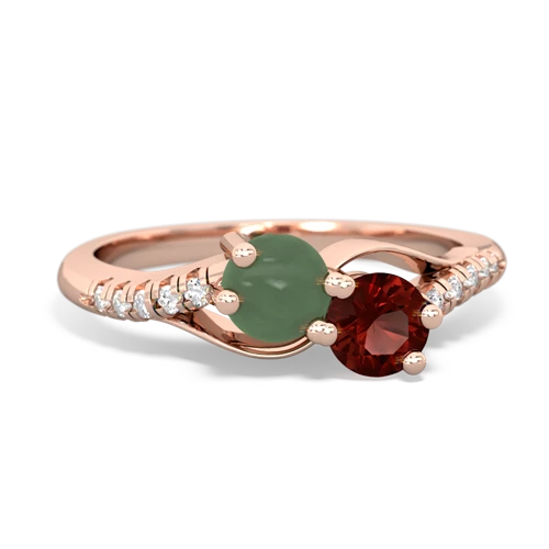 jade-garnet two stone infinity ring