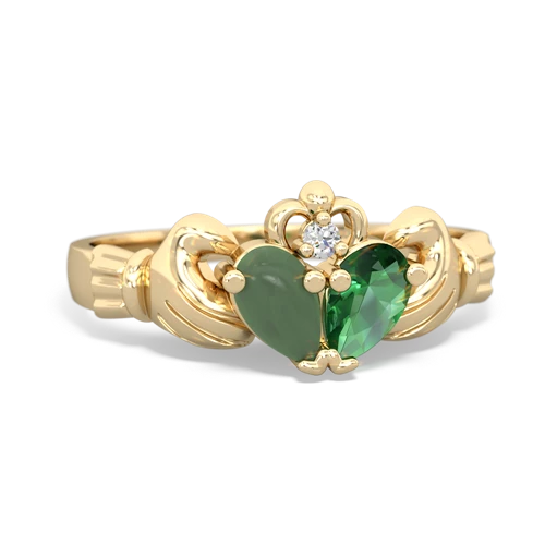 jade-lab emerald claddagh ring