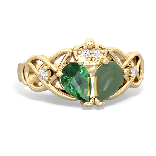 jade-lab emerald claddagh ring