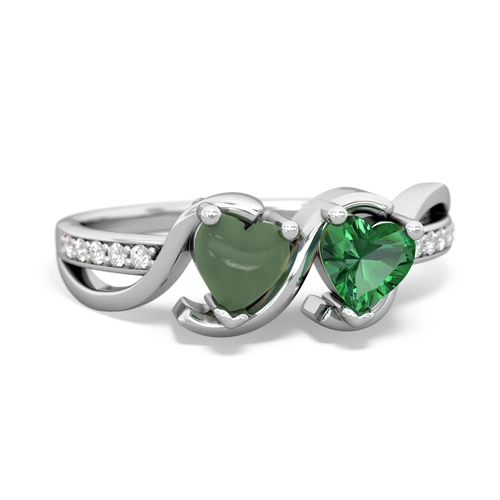 jade-lab emerald double heart ring