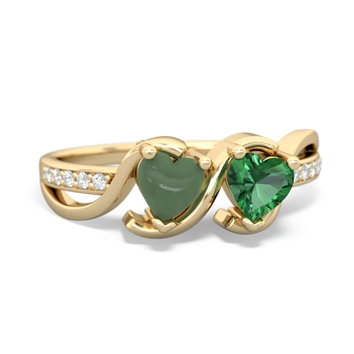 jade-lab emerald double heart ring