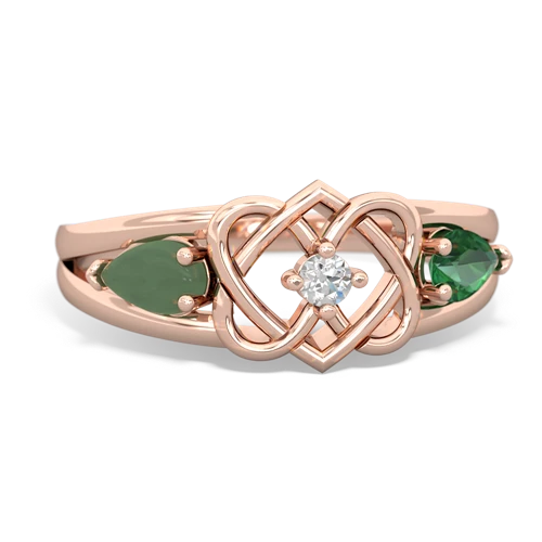 jade-lab emerald double heart ring
