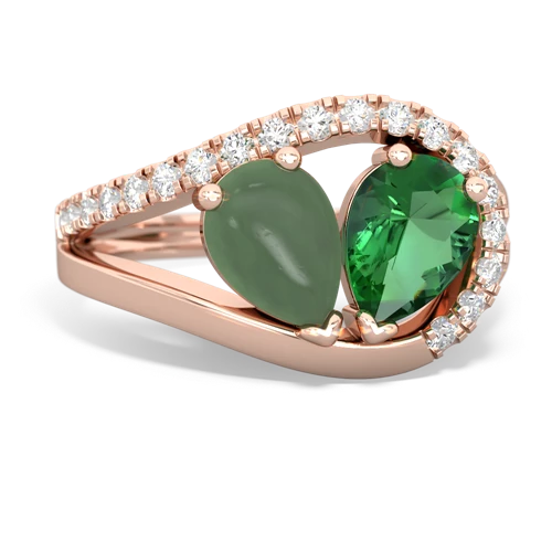 jade-lab emerald pave heart ring