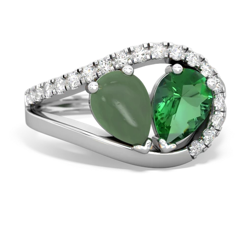 jade-lab emerald pave heart ring