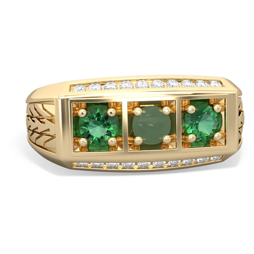 jade-lab emerald three stone ring