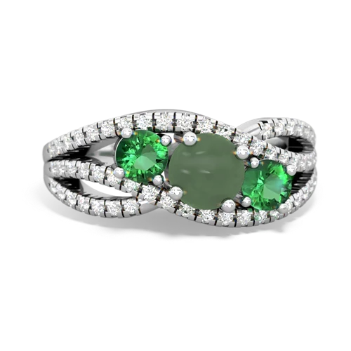 jade-lab emerald three stone pave ring