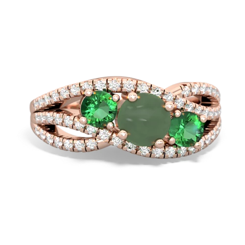 jade-lab emerald three stone pave ring