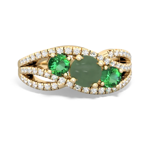 jade-lab emerald three stone pave ring