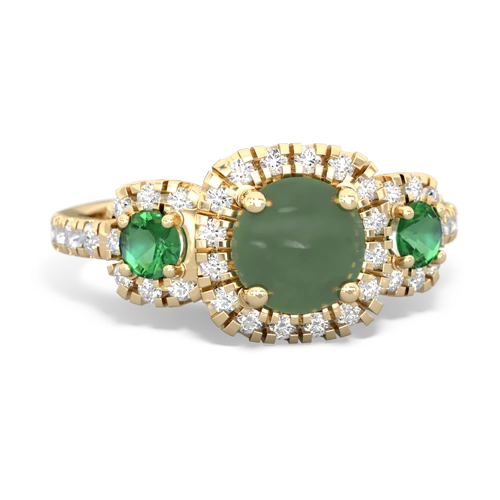jade-lab emerald three stone regal ring