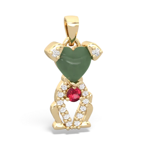 jade-lab ruby birthstone puppy pendant