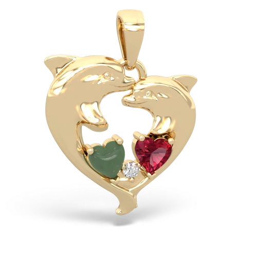 jade-lab ruby dolphins pendant