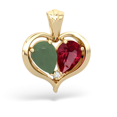 jade-lab ruby half heart whole pendant