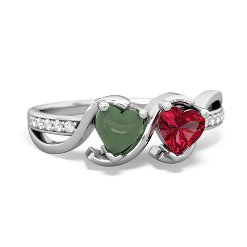 jade-lab ruby double heart ring