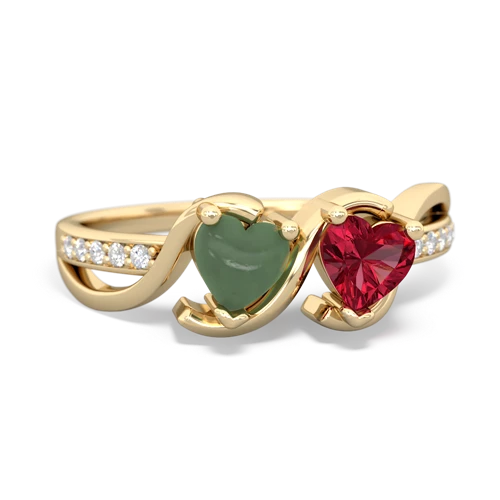 jade-lab ruby double heart ring