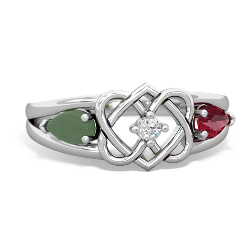 jade-lab ruby double heart ring