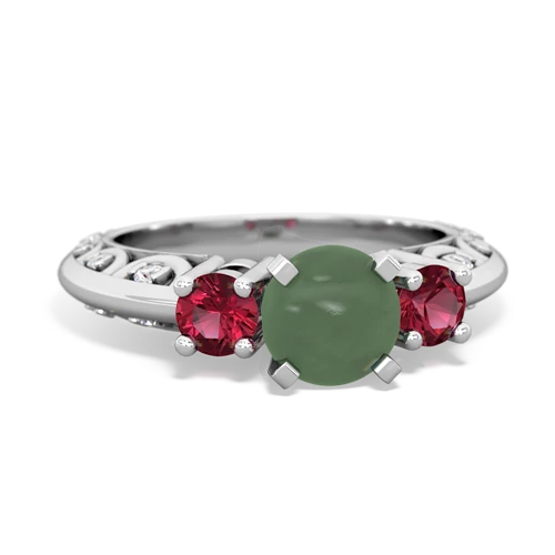 jade-lab ruby engagement ring