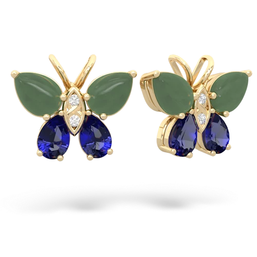 jade-lab sapphire butterfly earrings