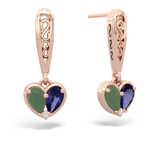 jade-lab sapphire filligree earrings