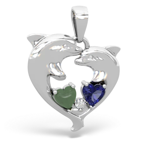 jade-lab sapphire dolphins pendant