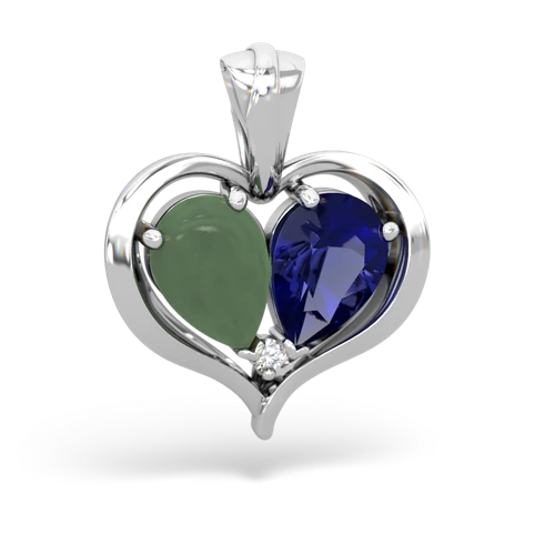 jade-lab sapphire half heart whole pendant
