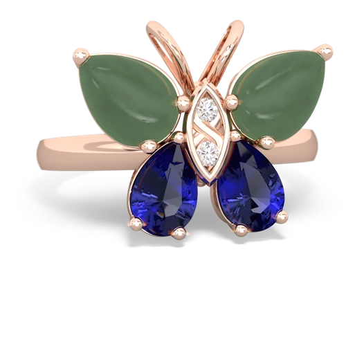jade-lab sapphire butterfly ring